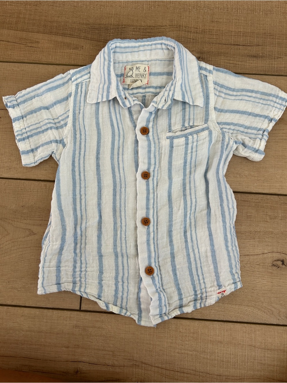 Me & Henry Light Blue Striped Muslin Shirt
